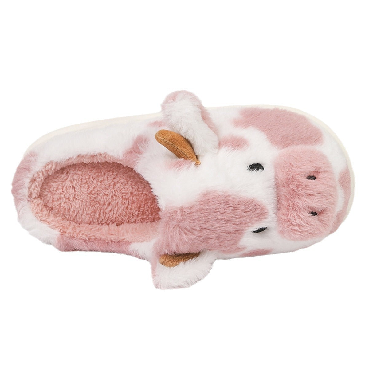 Cute Cartoon Cow Plush Slippers Winter Warm Indoor Bedroom F - Bellarte Enchanté Cute Cartoon Cow Plush Slippers Winter Warm Indoor Bedroom F